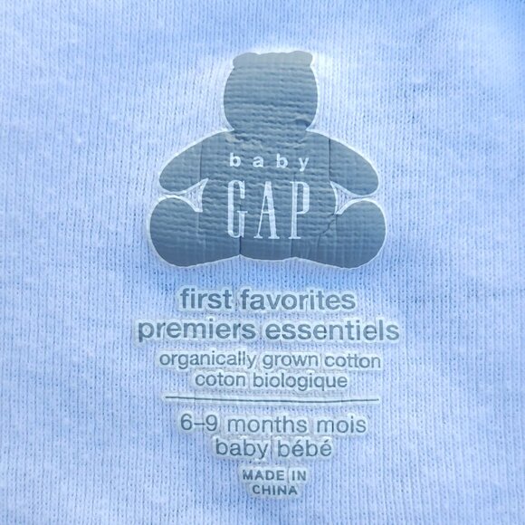 SWEET Baby GAP Cloud Pattern Onesie 6-9 Months Full Zip Organic Cotton - Picture 3 of 4
